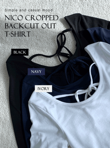 [백리본🎀] 니코 크롭 백컷아웃 티셔츠_LTS0032 봄 간절기 숏 무지 기본 베이직 유넥 라운드 이너 슬림핏 데이트룩